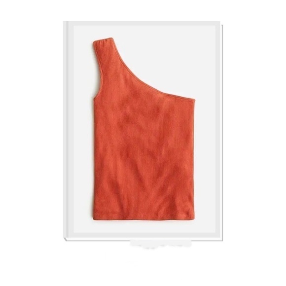 J. Crew one shoulder vintage rib size M orange rust asymmetrical - Picture 3 of 11
